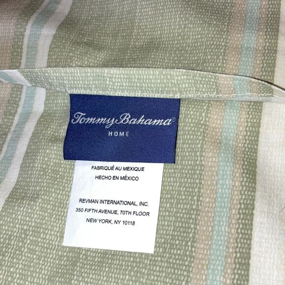TOMMY BAHAMA Green Tan Serenity Cotton Striped King Pillow Sham 40 x 24 inches - Picture 7 of 10
